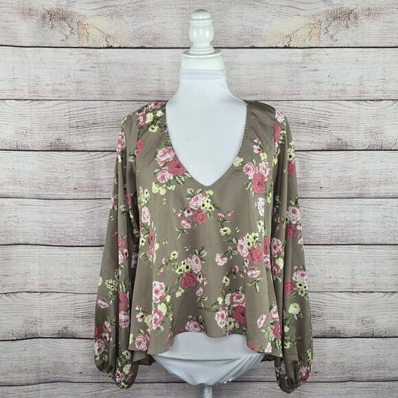 Show Me Your Mumu Chelsey St Gaudens Balloon Sleeve Chiffon Floral Blouse Medium - Picture 7 of 8